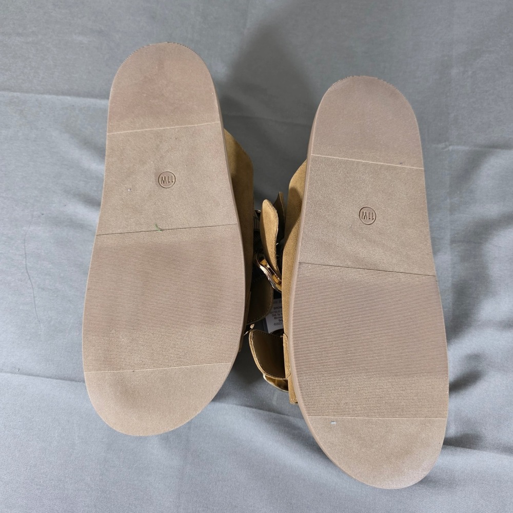 Universal Thread Ashton Brown Faux Suede Double Buckle Slide Sandals 11W New - Picture 2 of 6